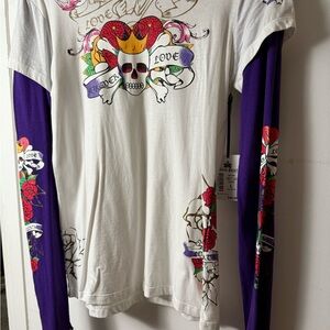 Black Pearl White and Purple Graphic Tee